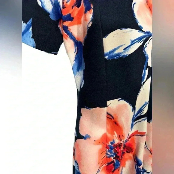 Chelsea Rose Size 4 Dress Navy Peach Ivory Flowers - NEW NWT Lined - Picture 6 of 11